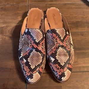 Madewell Frances Loafer Mule in Snake Embossed